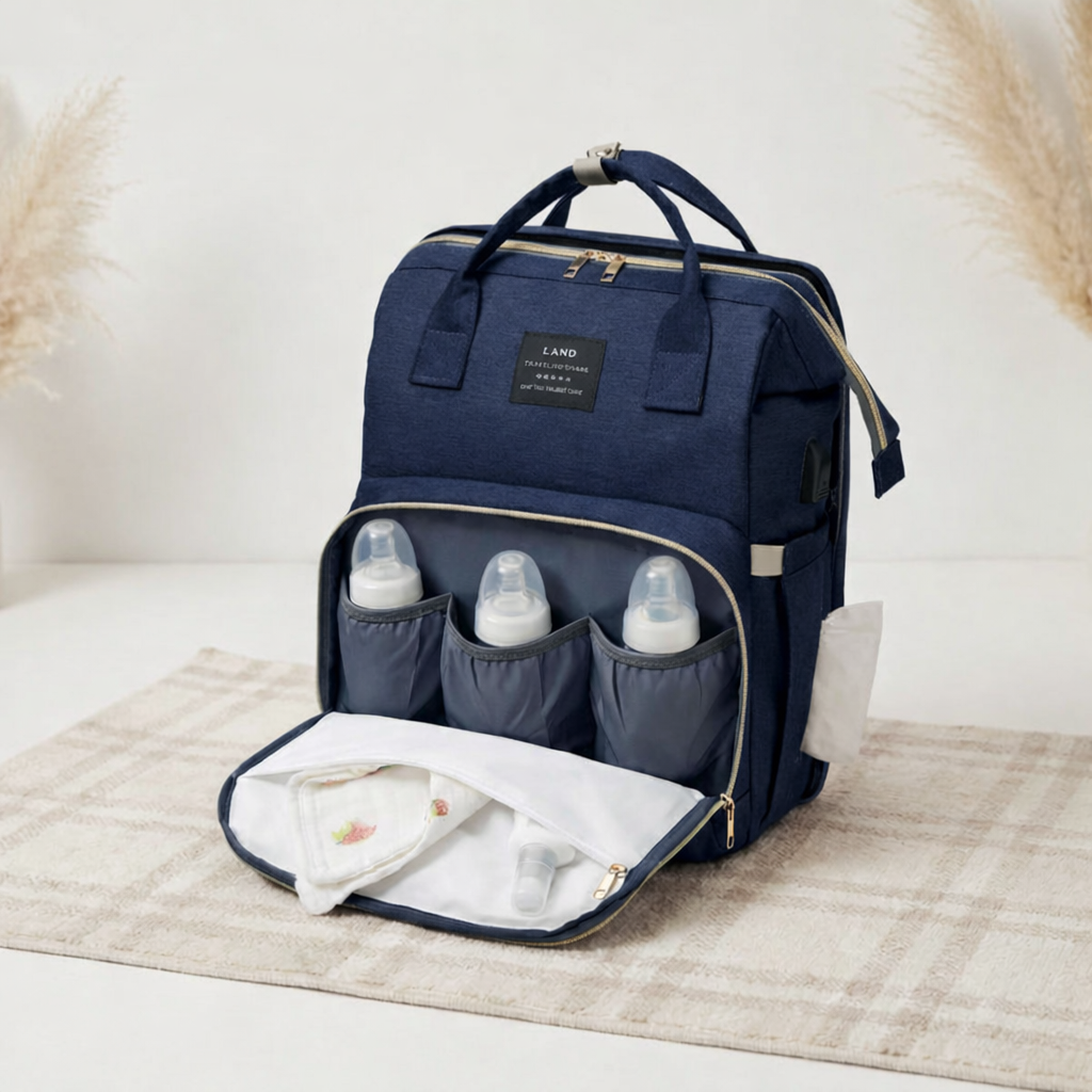 Sac à dos à langer dépliable KitKangaroo - Bleu Marine