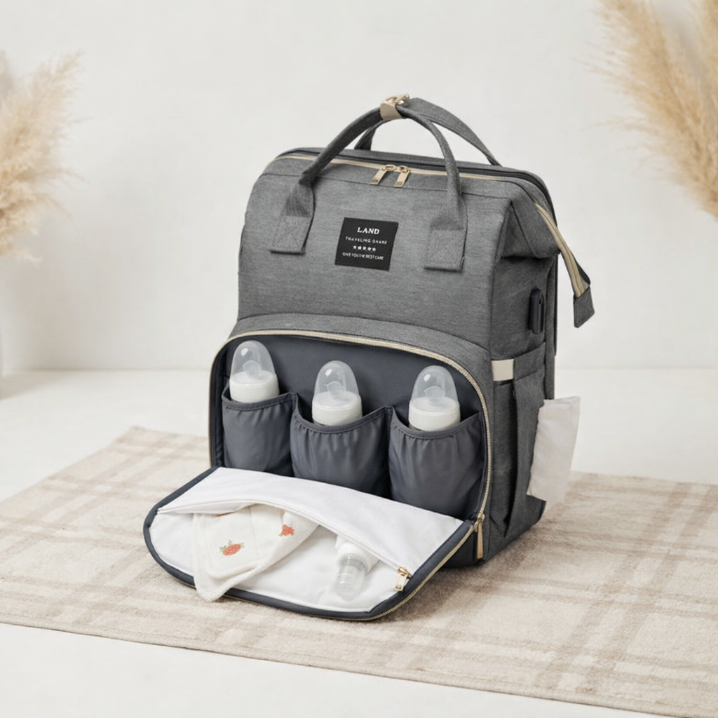 Sac à dos à langer dépliable KitKangaroo - Gris