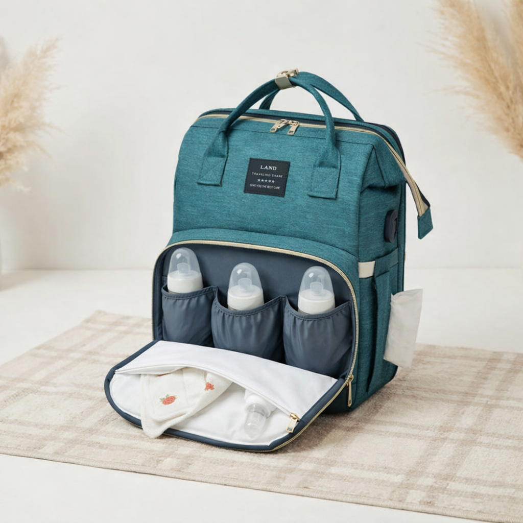 Sac à dos à langer dépliable KitKangaroo - Turquoise