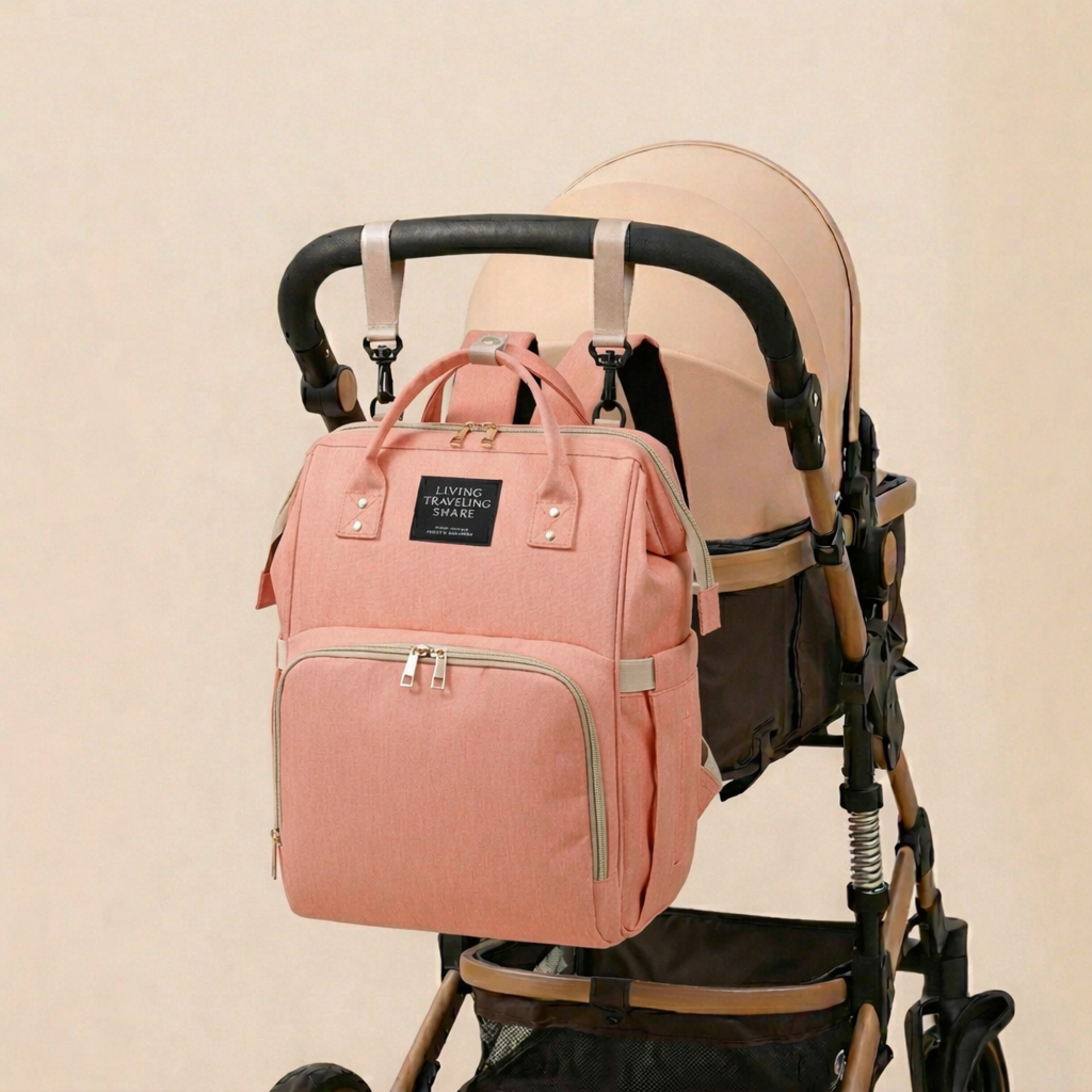 Sac à dos à langer dépliable KitKangaroo - Rose