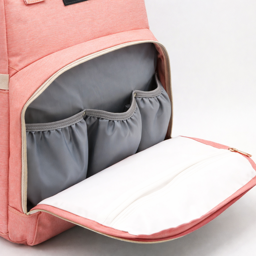 Sac à dos à langer dépliable KitKangaroo - Rose