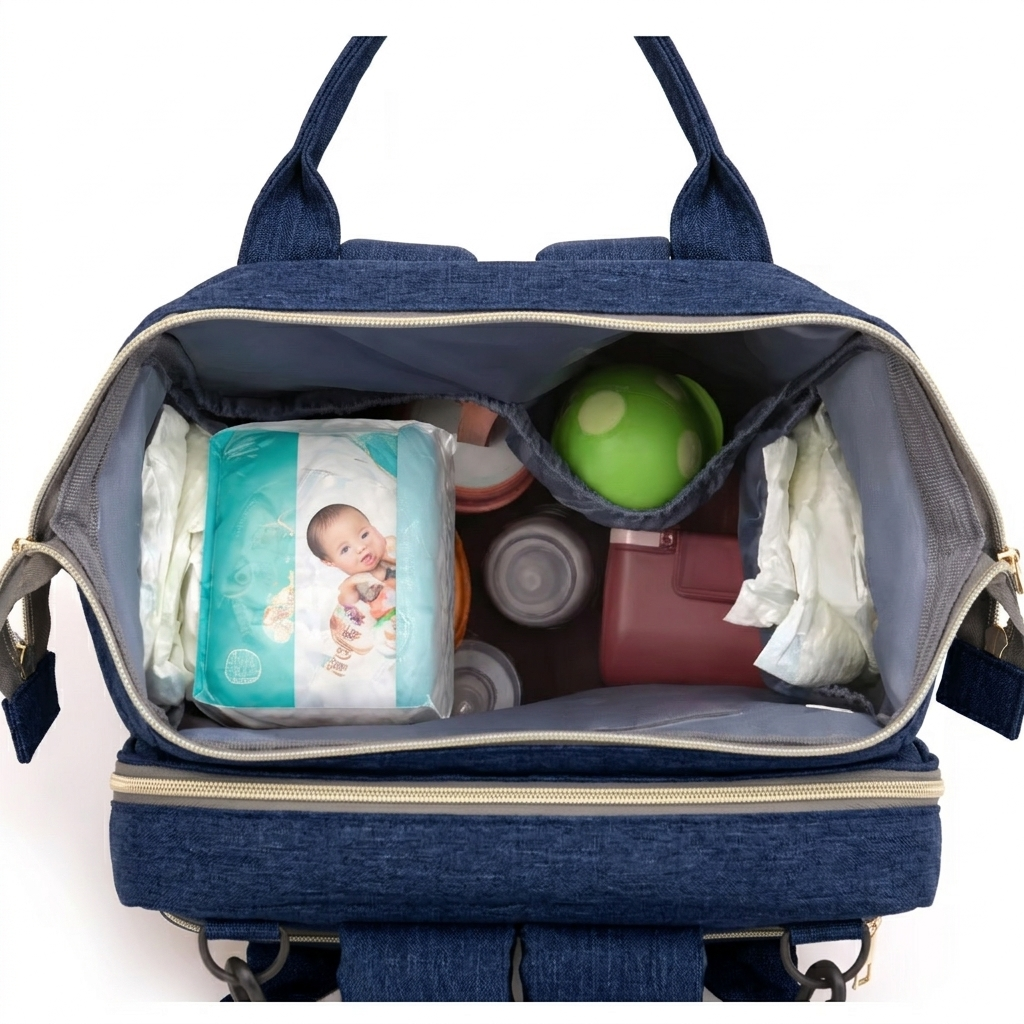 Sac à dos à langer dépliable KitKangaroo - Bleu Marine