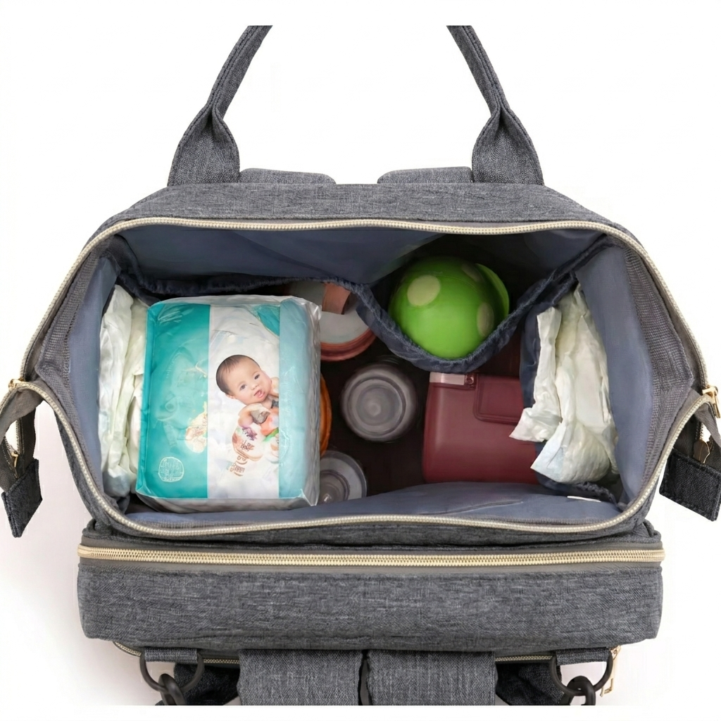 Sac à dos à langer dépliable KitKangaroo - Gris