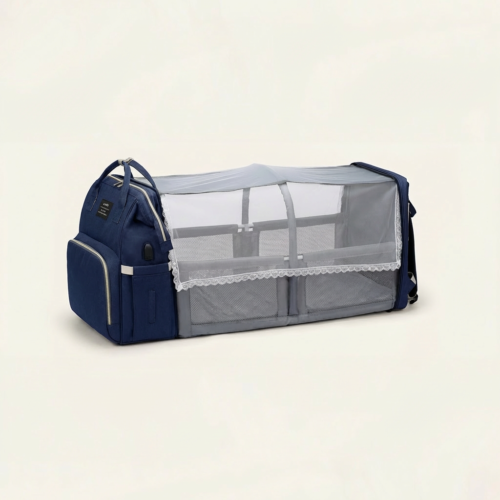 Sac à dos à langer dépliable KitKangaroo - Bleu Marine