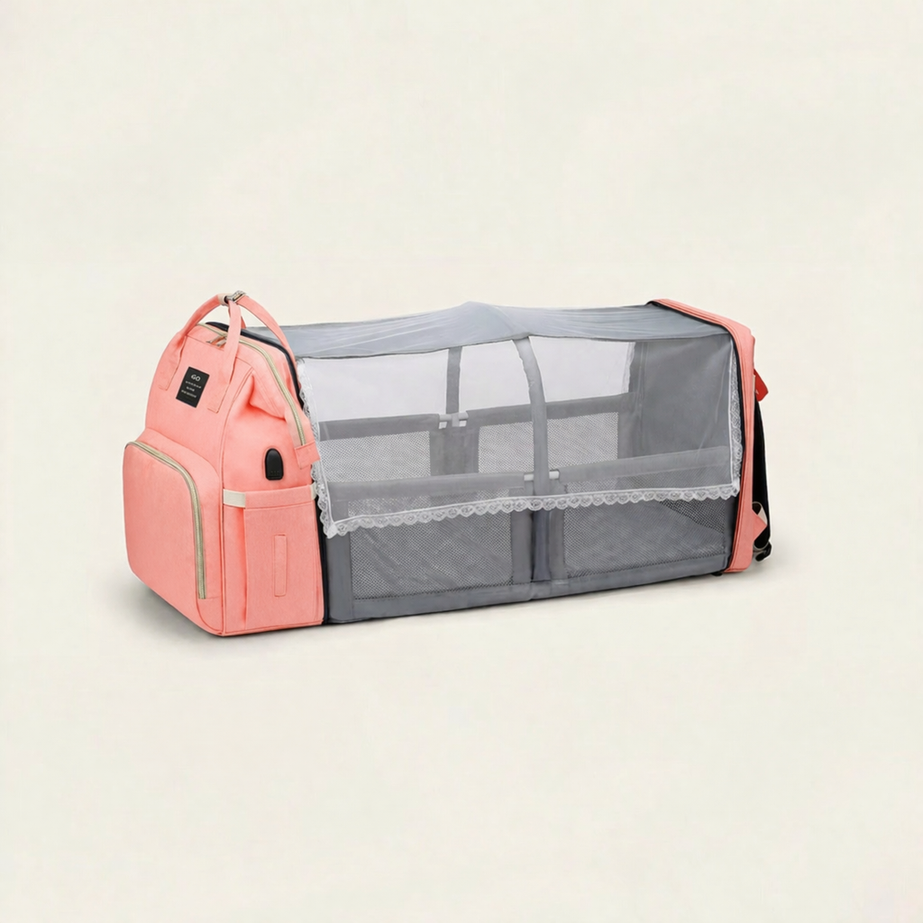 Sac à dos à langer dépliable KitKangaroo - Rose